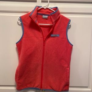 Columbia PFG Coral Blue Trim Fleece Full Zip Up Vest Women’s Size Small